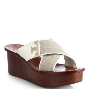 Firm Price🌼Tory Burch Leather/Linen Mules - 8